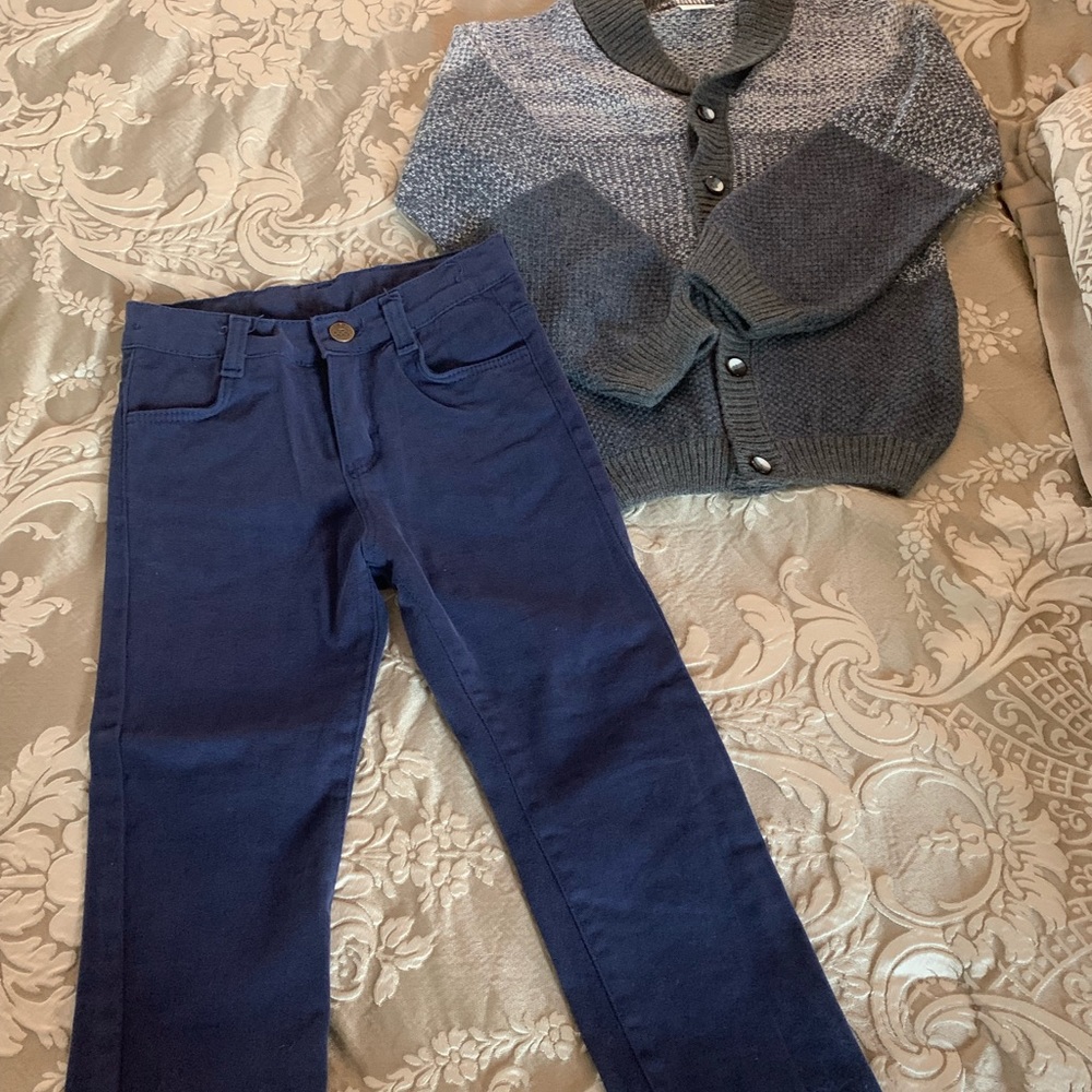 Boys button up shirt/jacket/pants set